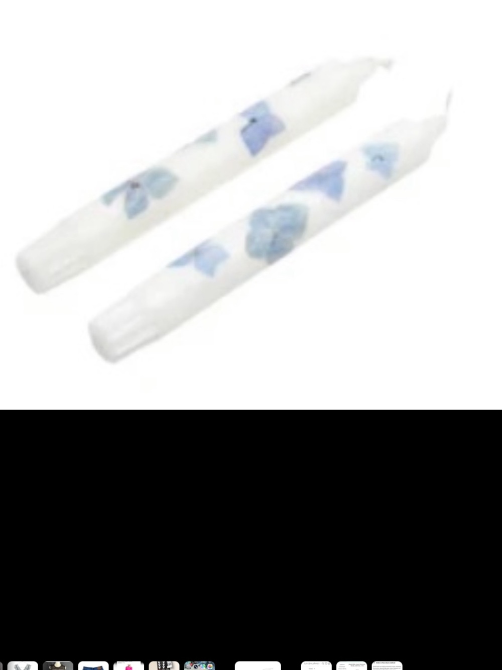LoveShackFancy Blue Hydrangea Candlestick with Pink Ribbon Accent - Picture 2 of 7